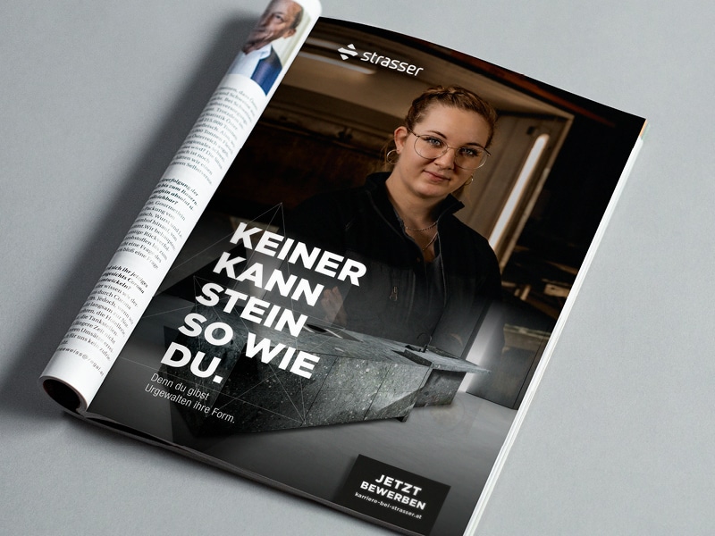 Von Lunik2 umgesetztes Werbemittel für die HR Kampagne von Strasser Steine